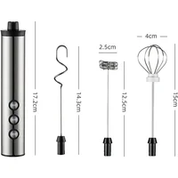 Mousseur à lait électrique portatif 3-en-1, 3 vitesses réglables, mini batteur à main, fouet en acier inoxydable détachable, outil de cuisine domestique 5