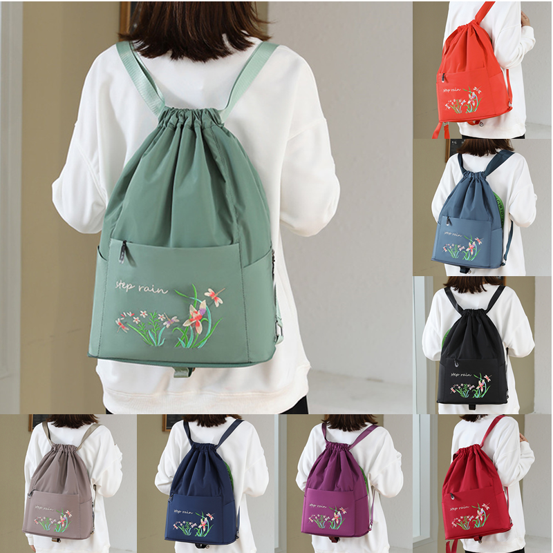 Women's Drawstring Backpack Simple New Multifunction Portable Folding Soft Fashion Women Travel Shipping Handbag Large Capacity