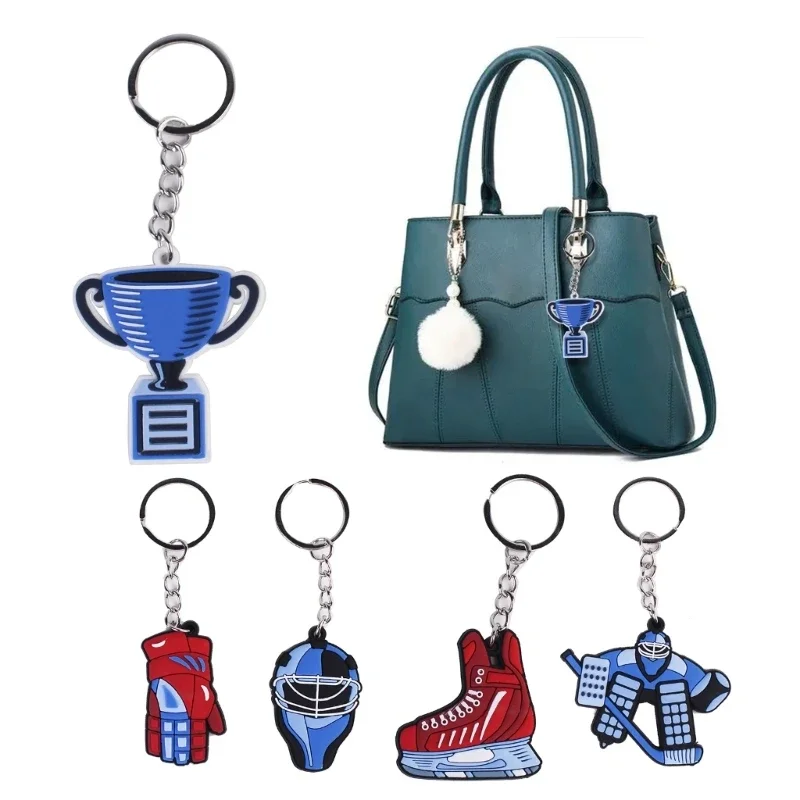 

Ice Hockey Sports Pendant Keyring Cartoon Winter Sports Charm Keychain Car Keys Holder Bag Pendant Handbag Accessories