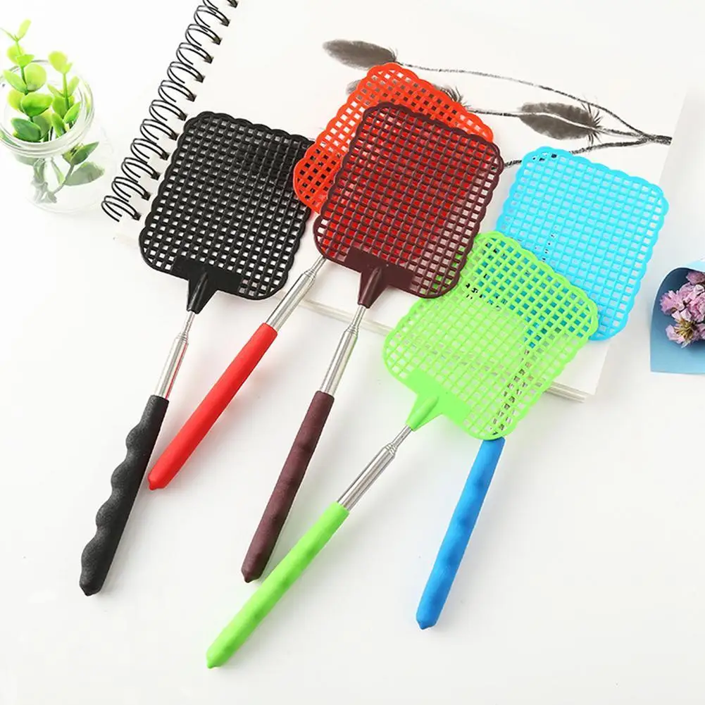 28cm Fly Swatter Telescopic Retractable Manual Plastic Extendable With Long Pole Can Extend To 73cm