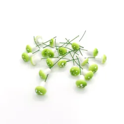 Set of 50 Miniature Colorful Mushroom Garden Ornaments - DIY Craft Resin Decorations for Potted Plants and Moss Arrangements (Green)