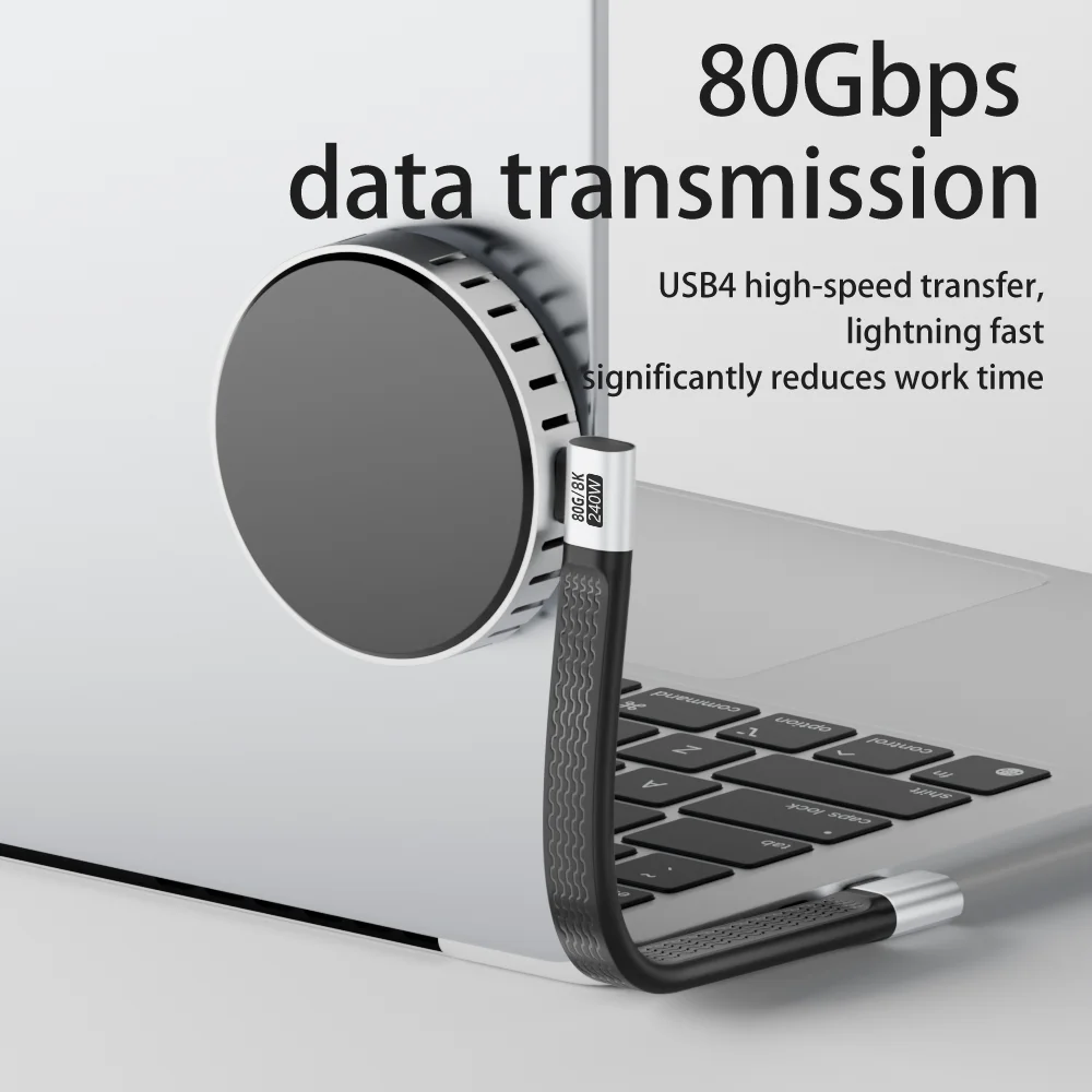 90도 엘보 USB-C to C 케이블 240W PD 고속 충전 USB4.0 썬더볼트 5 80Gbps 8K@60Hz 고속 데이터 케이블 (노트북용)