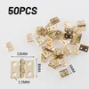 50pcs Mini Brass Furniture Hinges Jewelry Wooden Box Cabinet Door Hinges Furniture Hinges Hardware DIY Crafts Tool - Image 3