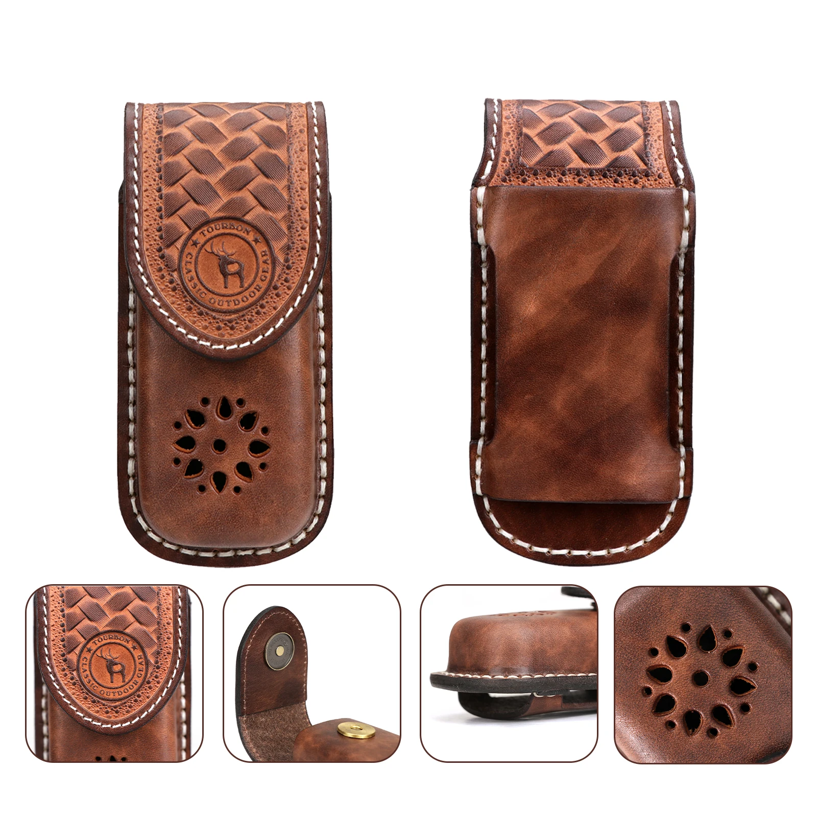 Tourbon Leather Knife Sheath for Small Folding Knife Snap