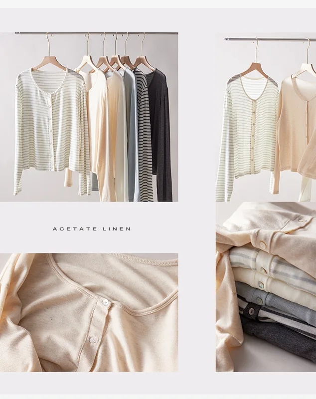 Women' Acetate Linen Cardigan Silk Lyocell Thin Simple