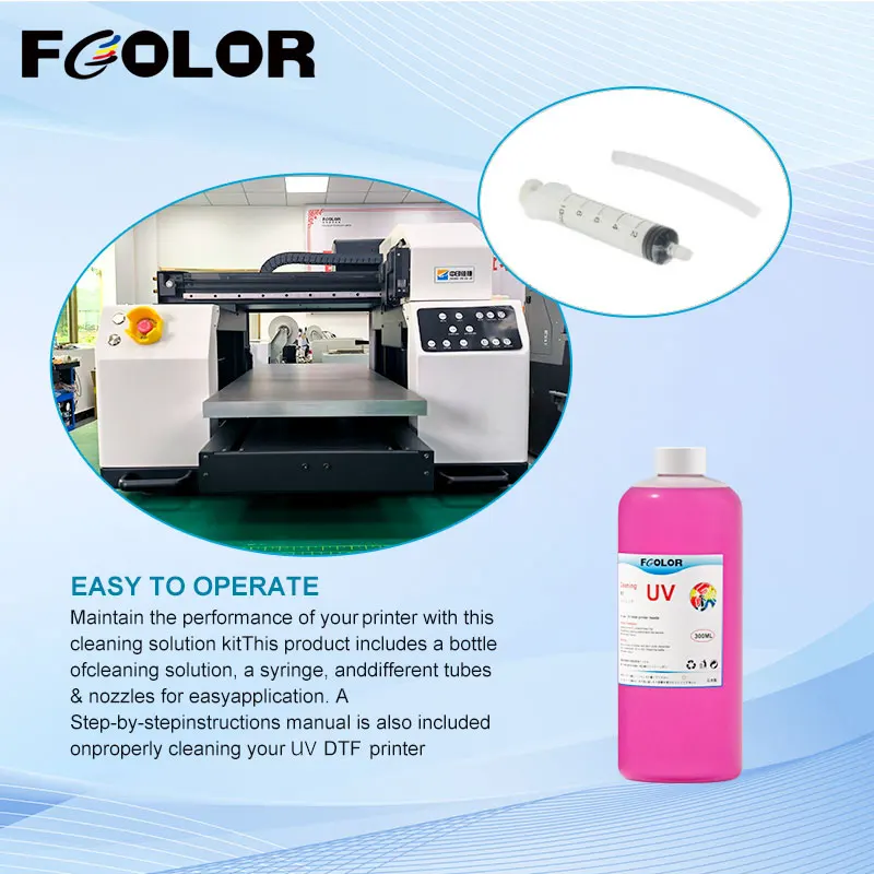Fcolor 300ml UV Ink Cleaning Solution For Epson XP600 L800 L805 1390 UV DTF Printer Cleaning Liquid Printhead Fluid