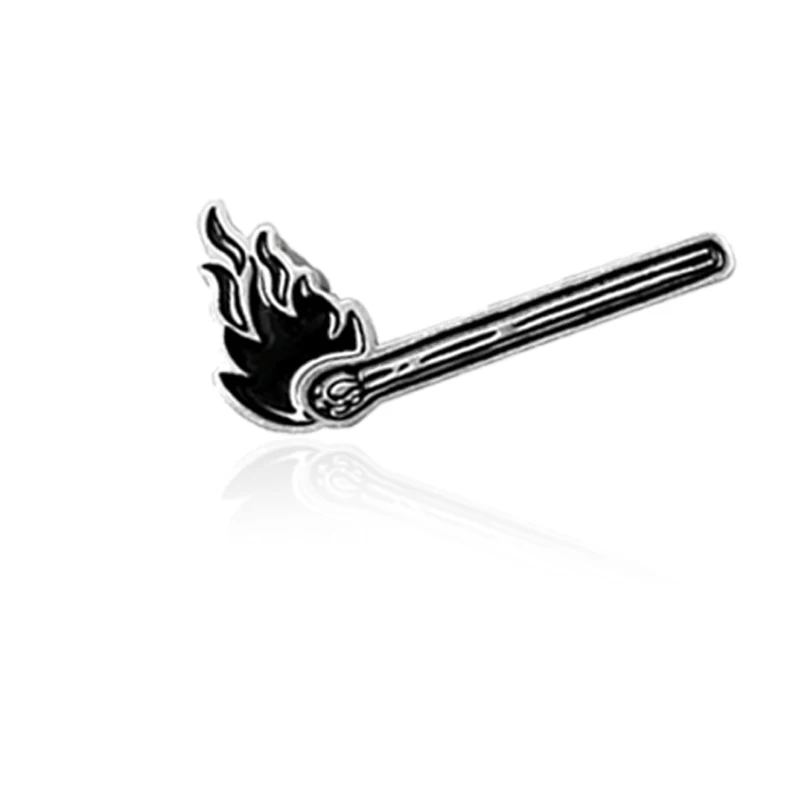 

Burning Black Flame Brooches Enamel Pins Badge Matches Flame Blaze Lapel pin Shirt Collar Jewelry Gift Bijoux Black Match Brooch