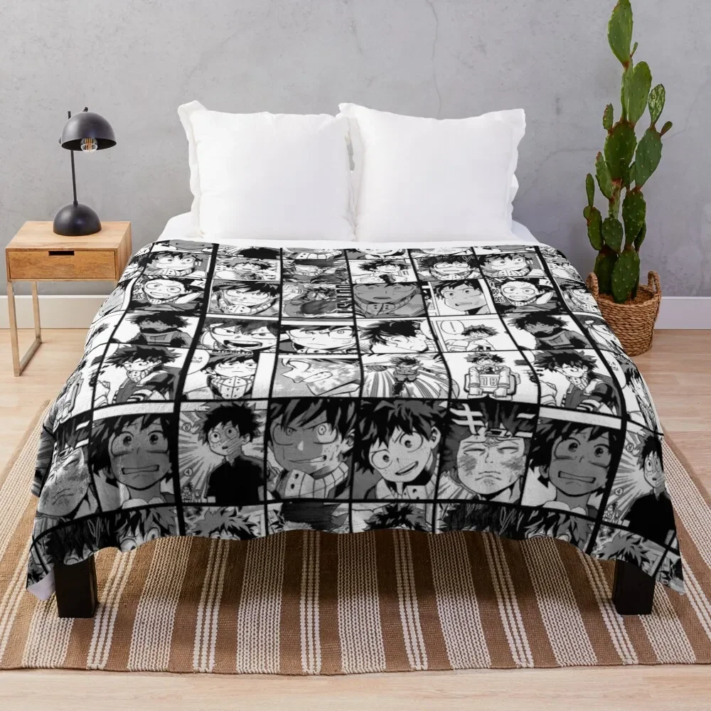

deku manga panels collage Throw Blanket Travel wednesday Blankets