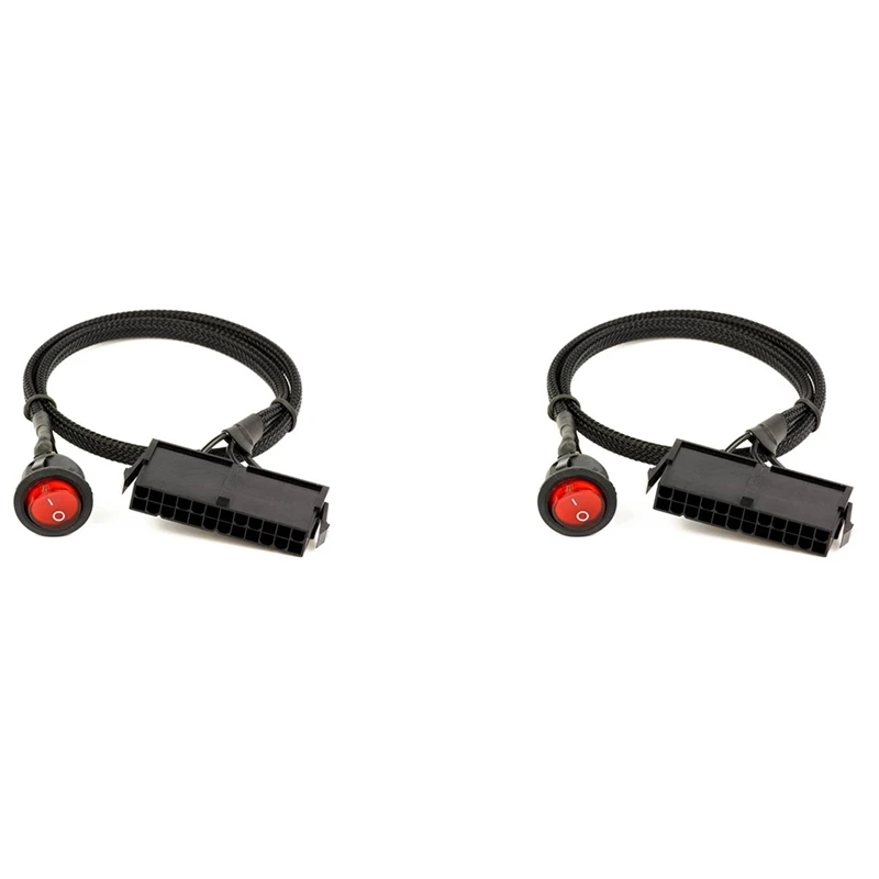 2 Pack 24-Pin Femmina Atx Psu Pc Power Supply Starter Tester Start Up Jumper Ridge Cable Con Interruttore On/Off, 50Cm