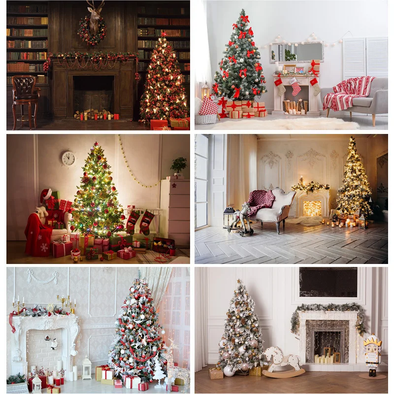 SHENGYONGBAO  Christmas Day Photography Background Christmas Tree Backdrops For Photo Studio Props CHM-121 merry christmas tree fireplace baby portrait photography backdrop interior gifts living room photocall background photo studio