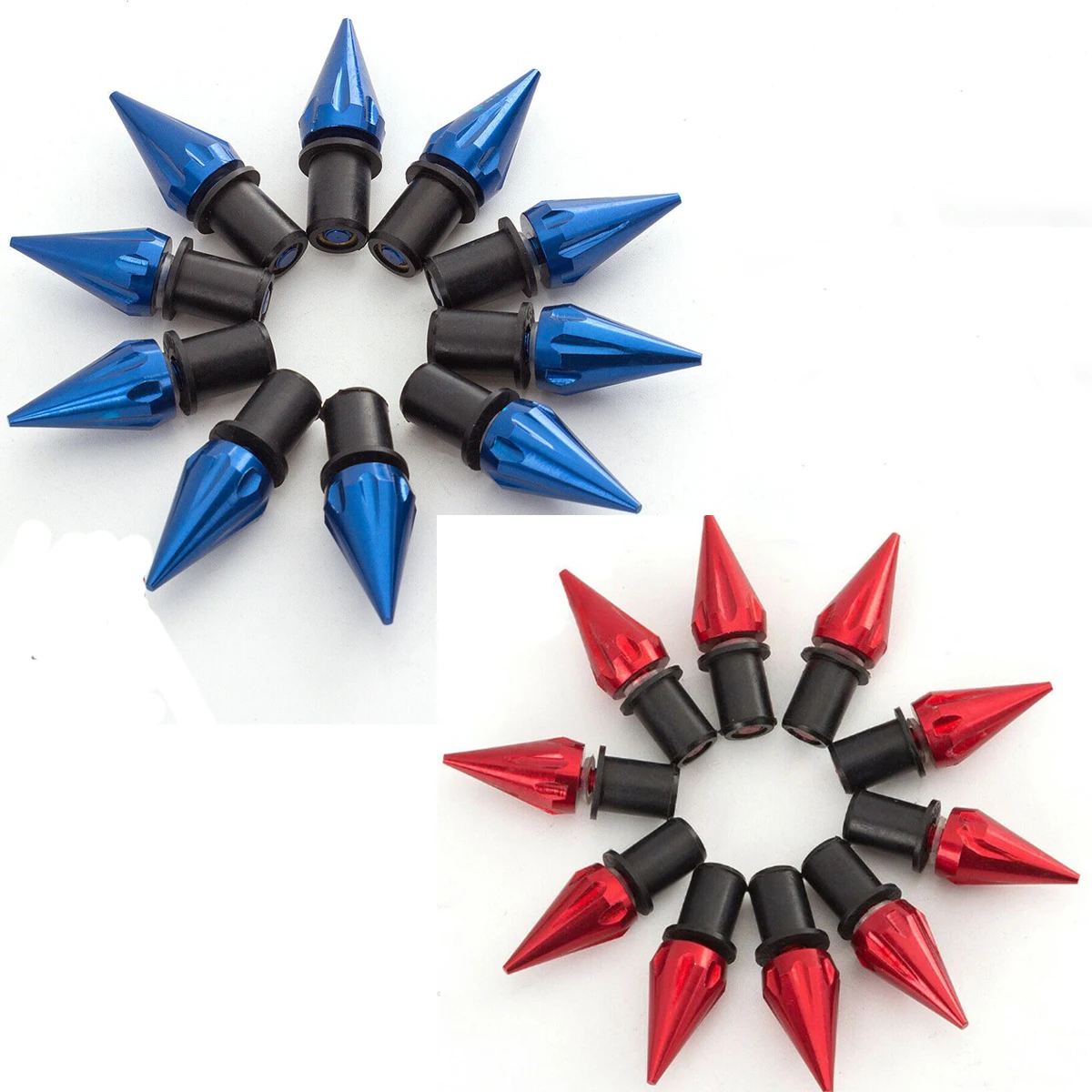 10pcs Universal Red Motorcycle Spike Bolts Windscreen Fairings License Plate M5 5mm Windshield Screws Nut Fastener Kit
