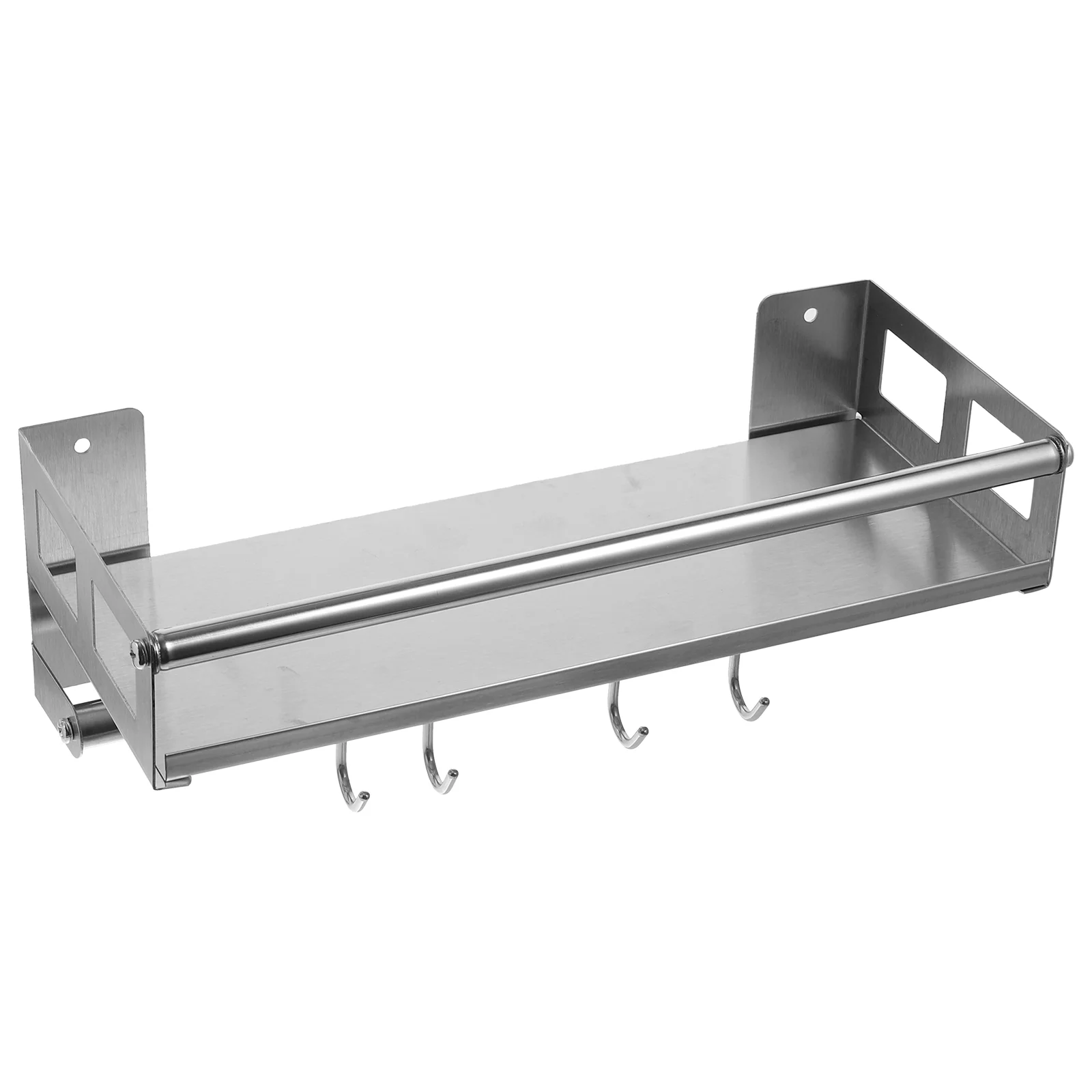 

Kitchen Rack Storage Shelves Bracket Pot Versatile Holder Seasoning Shelf with Hooks Stainless Steel Kitchenware Stand