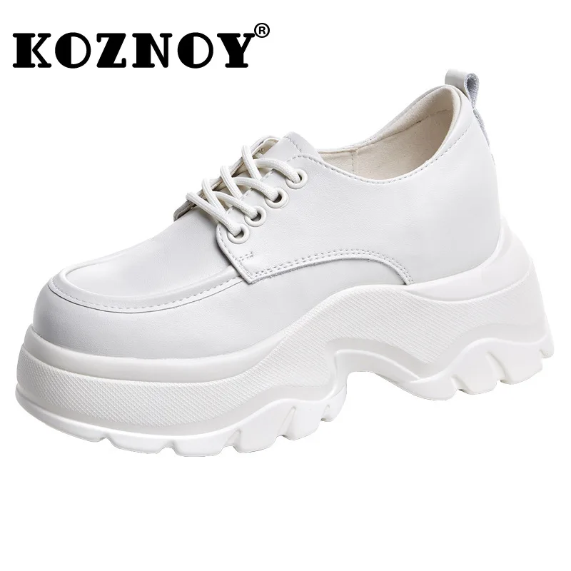 

Fujin 9.5cm Genuine Leather Chunky Sneakers Autumn Thick Soled Pumps Spring Women Platform Wedge Fashion Ladies Vulcanize Shoes