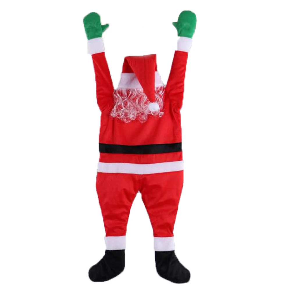 Flannel Santa Costume Hanging Ornaments Outdoor Climbing Hanging Santa Decorations for Home Door Window Decoration