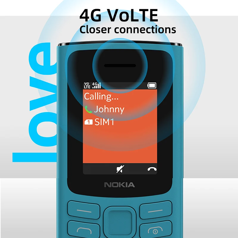 Original New Nokia 105 4G Dual SIM 1020 mAh Battery Ultra-long Standby with Flashlight Games FM Radio Rugged Push-button Phone