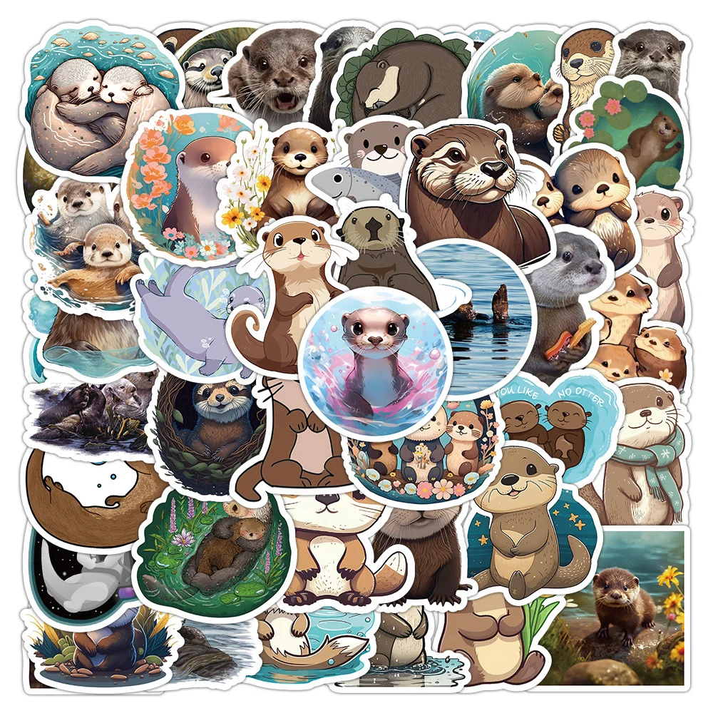 

10/30/50pcs Cute Cartoon Otter Animal Stickers Aesthetic Waterproof Decorative Scrapbooking Laptop Luggage Vinyl Kid DIY Sticker