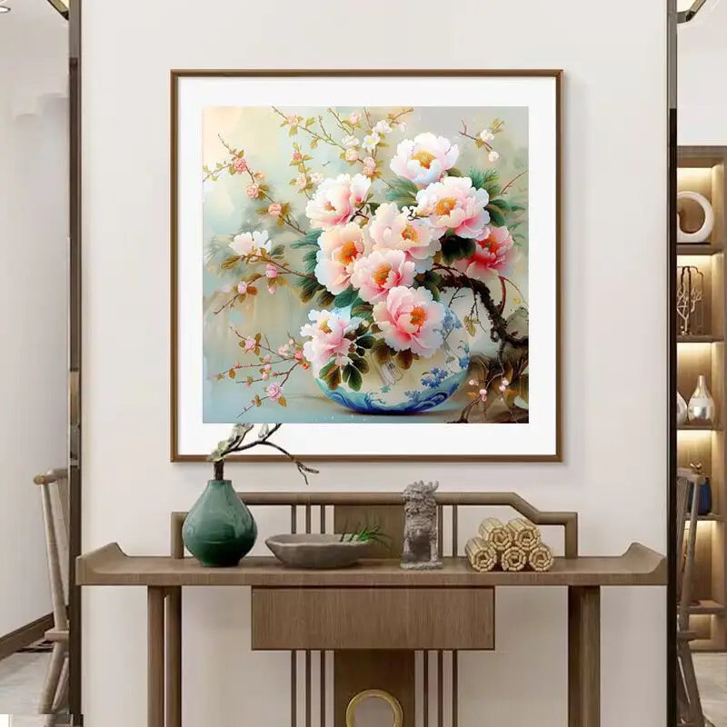 11CT Vase Flowers Needlework Printed Cross stitch Sets Embroidery kit Full Cross-Stitching 50X50cm