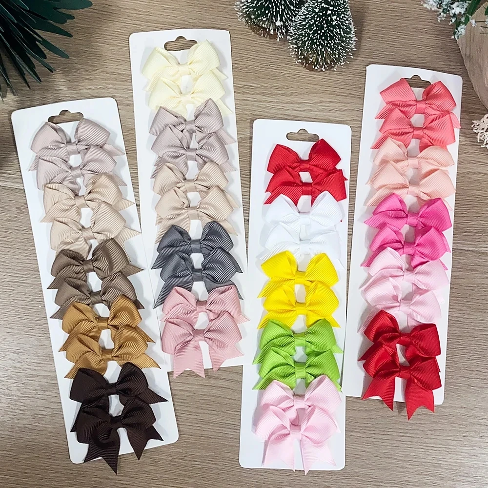 

10Pcs/Set 2.4" Cute Ribbon Bowknot Hair Clips For Baby Girls Handmade Bows Hairpin Headwear Kids Hair Accessories