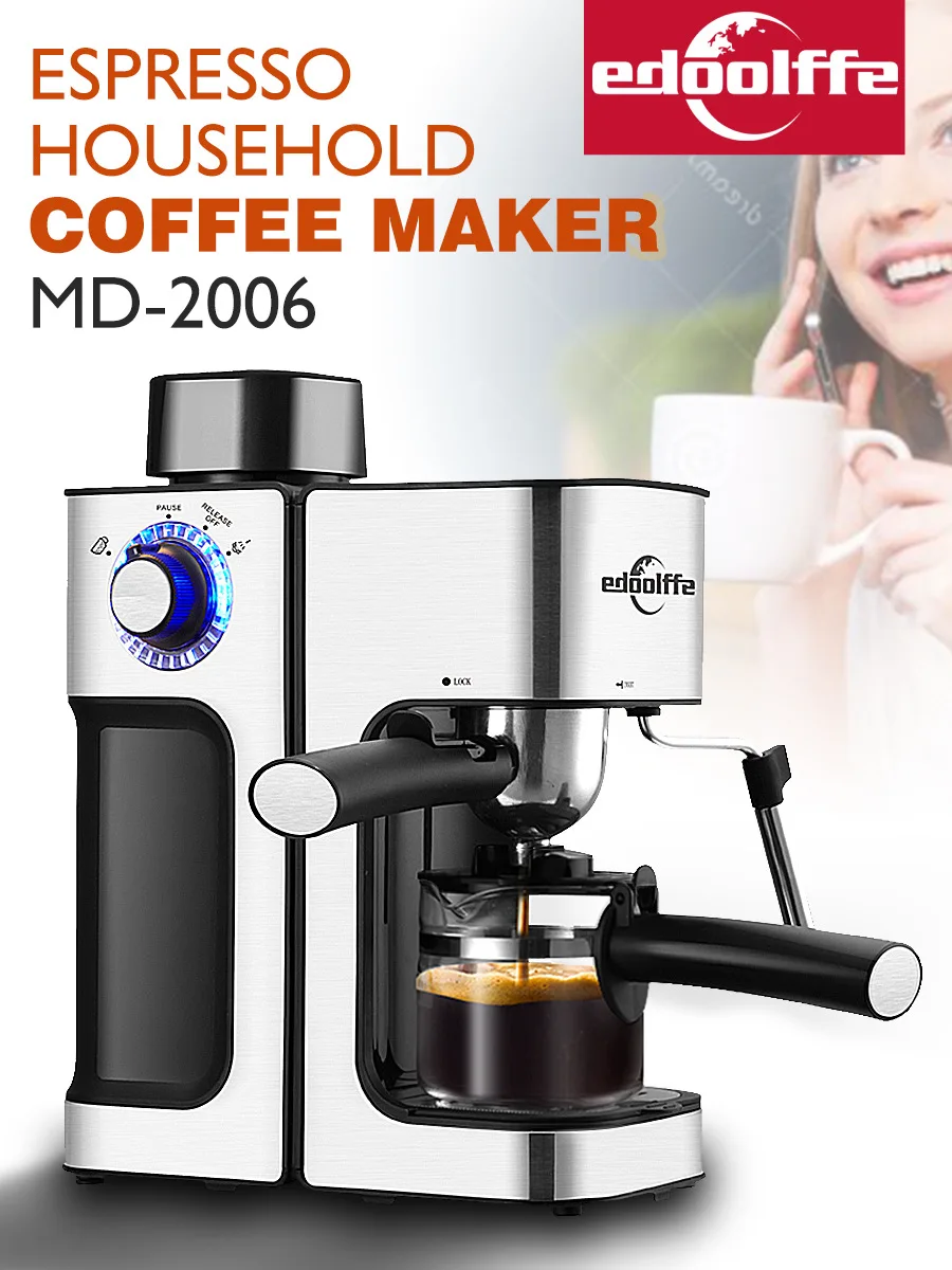 Edoolffe Espresso Coffee Machine With Milk Frother Wand For Espresso, Cafe  Powder 5 Bar Espresso Maker,cappuccino And Latte - Coffee Makers -  AliExpress