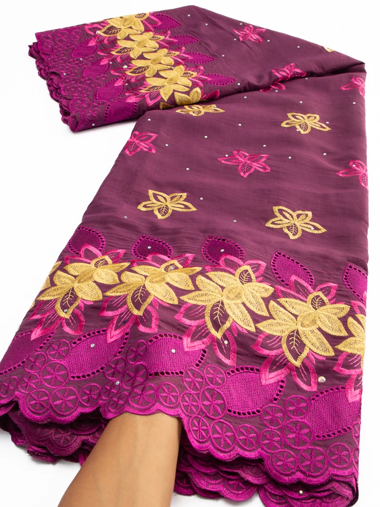 Swiss Voile Lace Fabric with Rhinestones African Nigerian Embroidery Cotton Lace New for Women Party Dress Sew TY3545