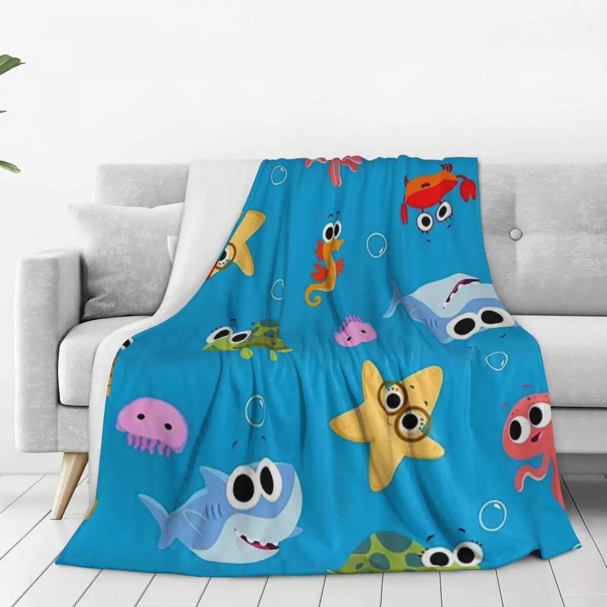Finny The Shark Blankets Fleece Lightweight Throw Blankets Sofa Throw Blanket For Couch Bedding Travel Throws Bedspread Quilt 2