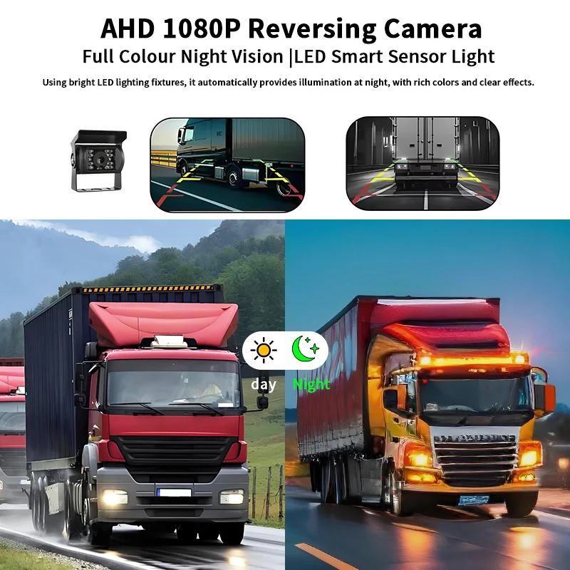 AHD 1080P 후방 카메라 170 ° 야간 투시경 180 ° 트럭 트레일러 RV 픽업용 회전식 방수 백업 카메라