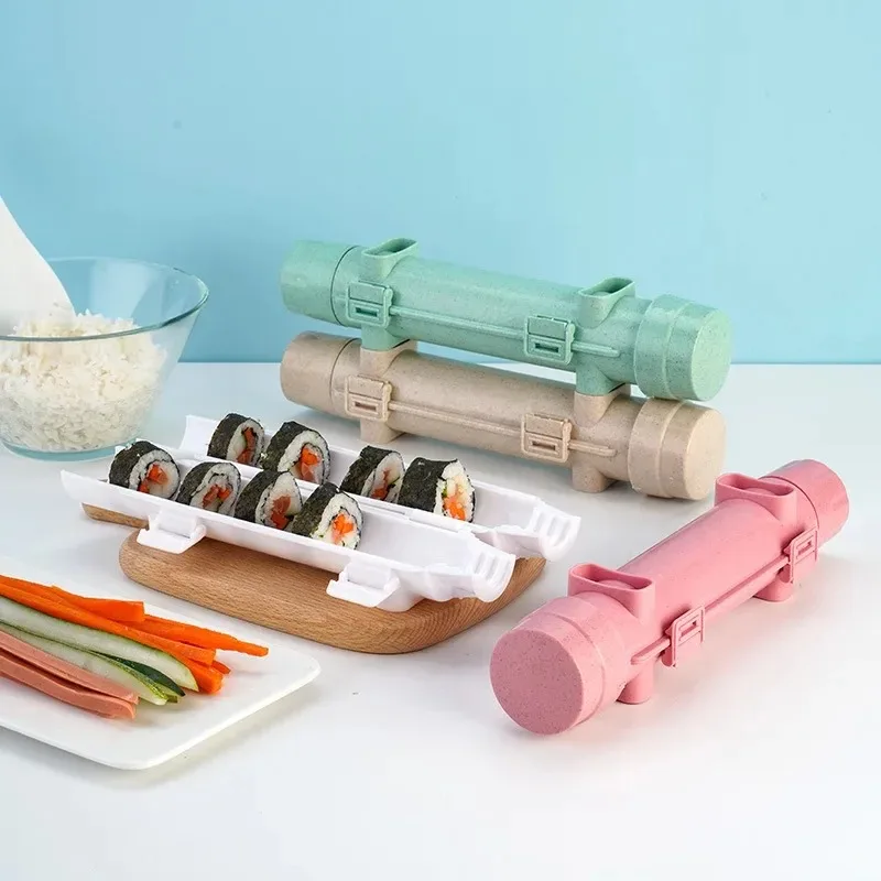DIY Cylinder Sushi Making Machine Quick Sushi Bazooka Japanese Rolled Rice Meat Mold Rice Ball Mold Kitchen Bento Accessories
