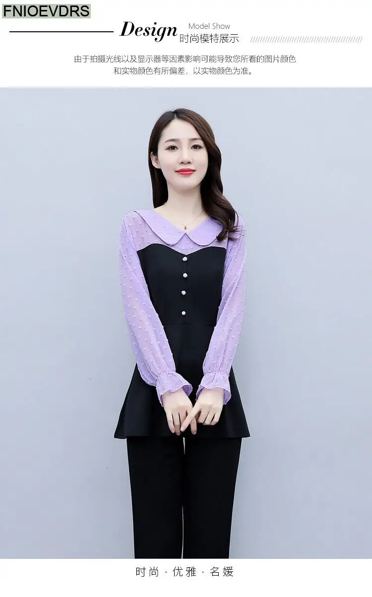 Loose Clothes Women 2024 Autumn Elegant Office Lady Button Shirts Casual Retro Vintage Peter Pan Collar Tunic Peplum Tops Blouse