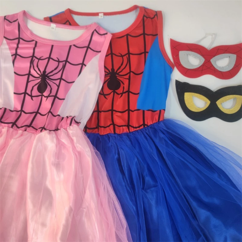 Marvel Spiderman Girl Dressed Kids Clothes Costume Cosplay Dress Toddler Christmas Outfits Halloween Little Girls Pink Dress New