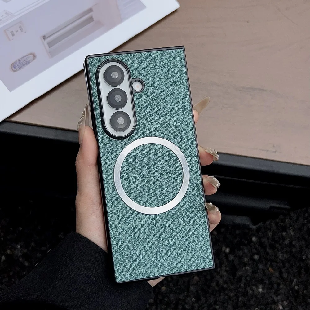 Luxury Fabric Cloth Magnetic Wireless Charging Shockproof Ultra Slim Cover