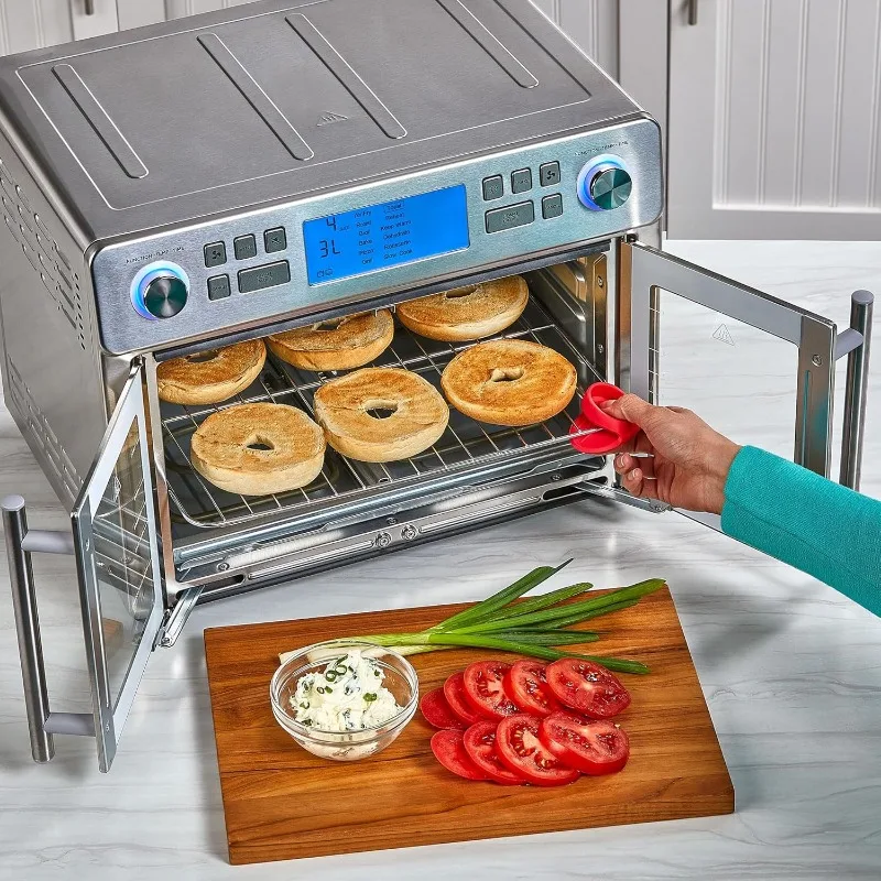 Dual Zone 360 Air Fryer Oven Combo with French Door, 25 QT Extra Large Cook Two Foods in Different Ways, Up to 60% Faster 3