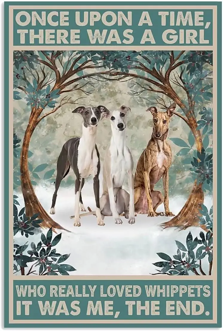 

Ретро постер Whippets, забавный домашний декор для любителей собак и домашних животных, декоративный настенный плакат, ретро будка, алюминиевый постер, картина