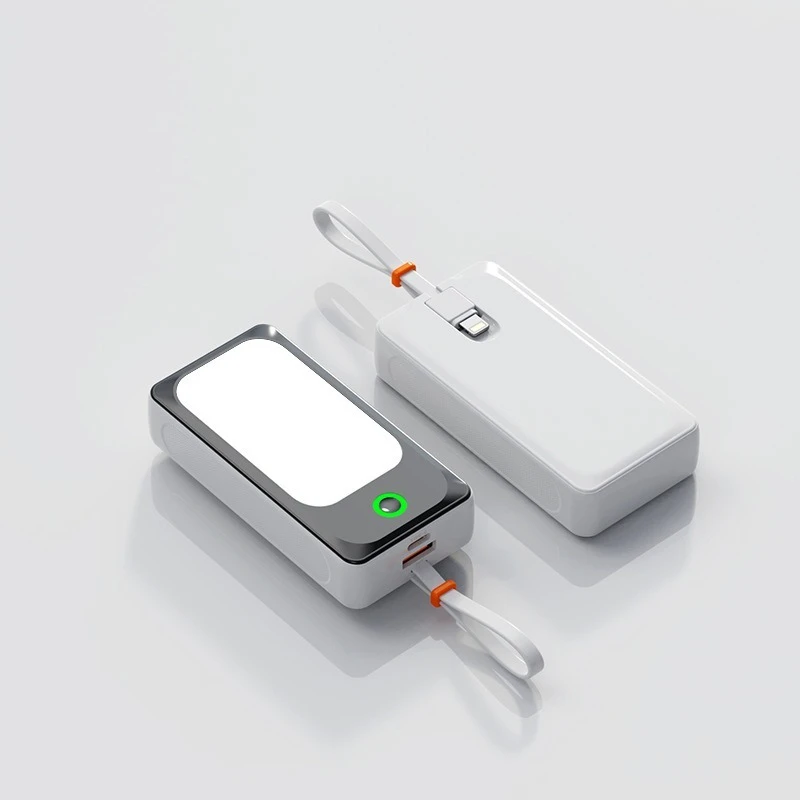 Mini Power Bank Portable 20000mAh Charger Fast Charging External Battery Built in Cables LED for iPhone Xiaomi Huawei