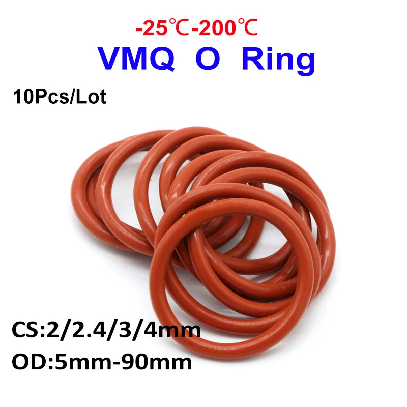 10pcs/lot Red Vmq Silicon O Ring Seal Gasket Silica Gel Ring Gasket