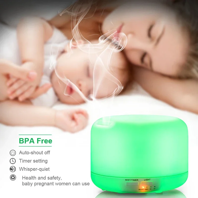 Air Aroma Diffuser Ultrasonic Humidifier Home Electric Aromatherapy Essential Oil Aroma Diffuser 7Color LED Light