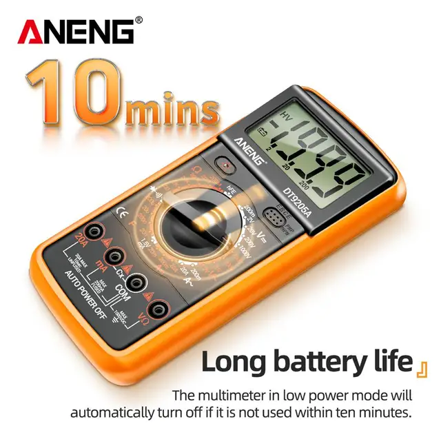 Achetez ANENG DT9205A Multifonctionnel HD Digital True RMS Multimètre ac /  dc Tentage Mettage - Orange de Chine