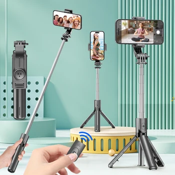 Selfie Stick Tripod with Detachable Bluetooth Remote, 360° Rotation,Extendable Pole, Fill Light Option, for iPhone Android Phone 1