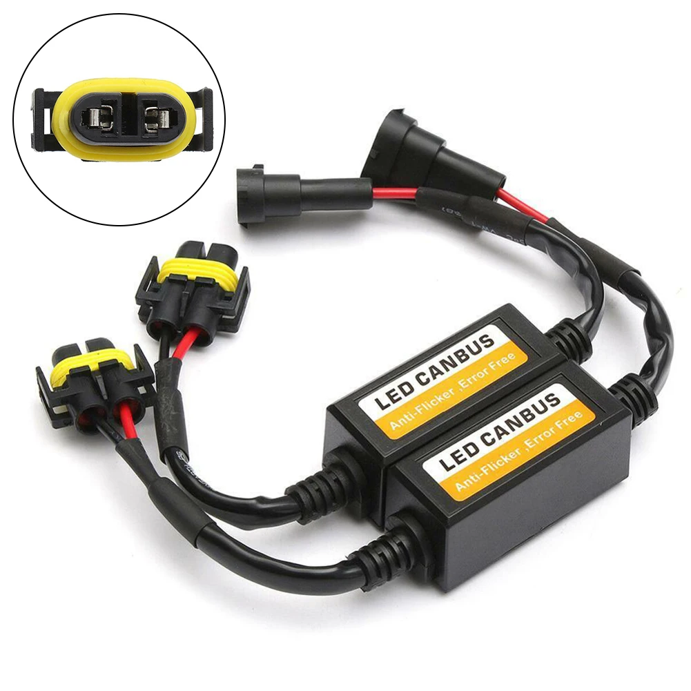 LED H11 Headlight Canbus Error Free Anti Flicker Resistor Canceller Decoder 2pcs LED Decoder Accessories