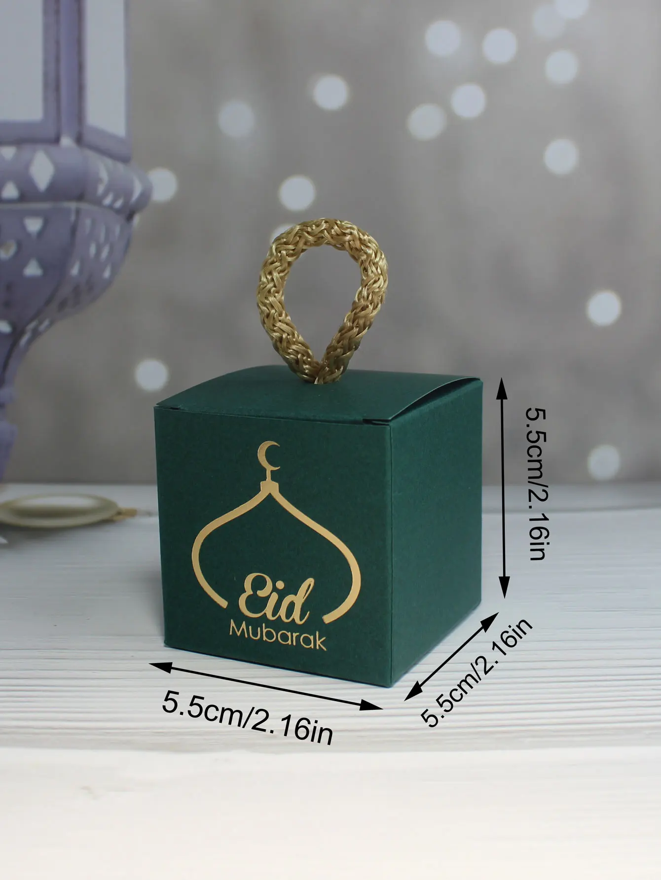Chic Mini Candy Box with Gold Foil Crescent Moon, Convenient Handle, Perfect for Eid Parties and Festive Gathe