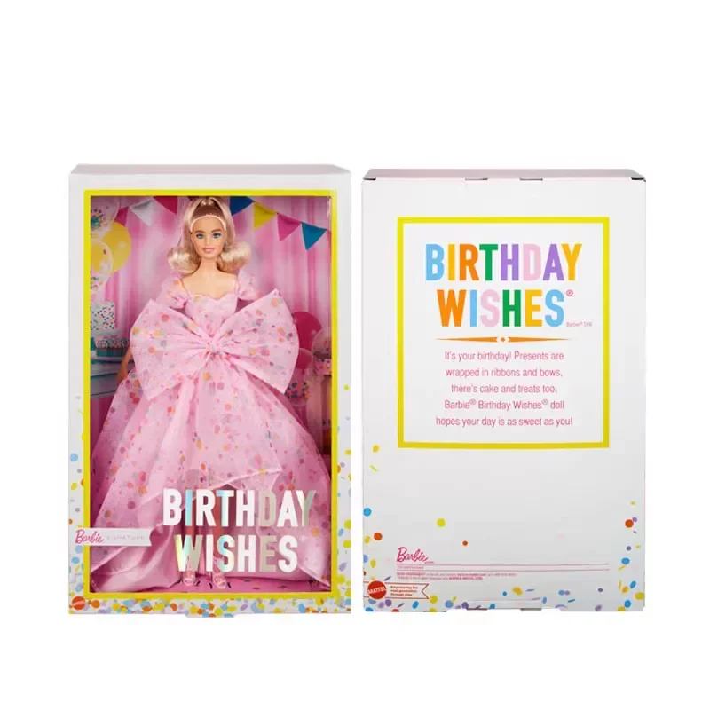 Original Mattel Barbie Birthday Wishes Dolls for Girls Collector Princess Kids Toys for Children Birthday Christmas Gifts HCB99