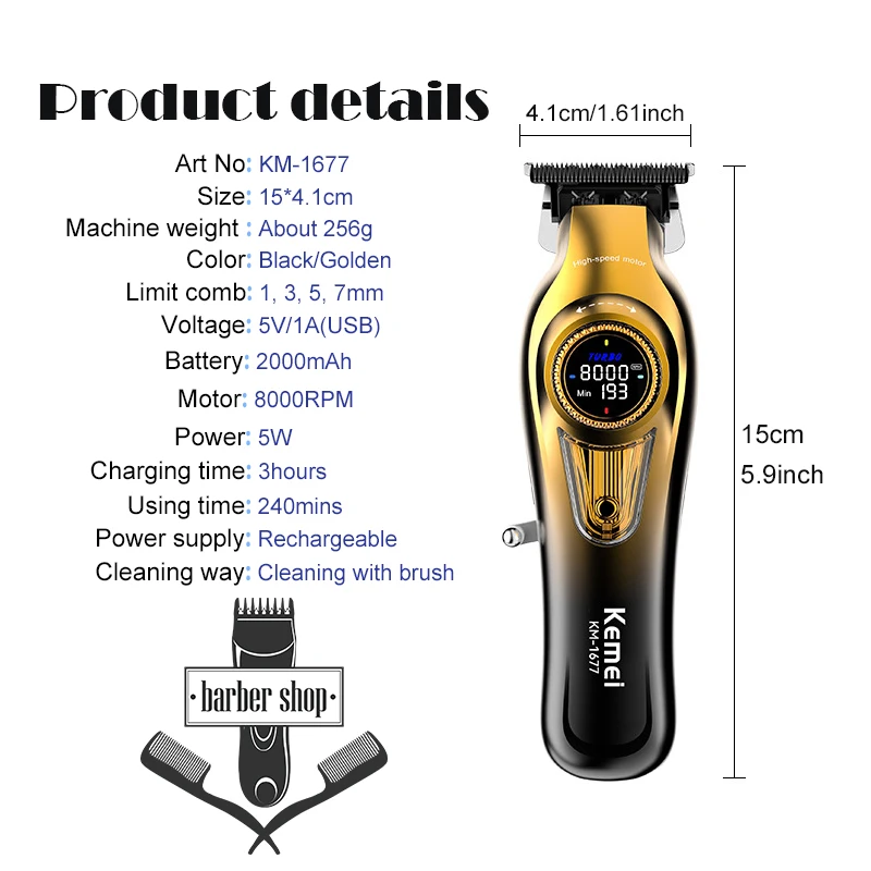 Kemei KM1677 1691 Hair Clipper Baber Electric Hair Trimmer Professional Cutting Machine For Men Men Gift