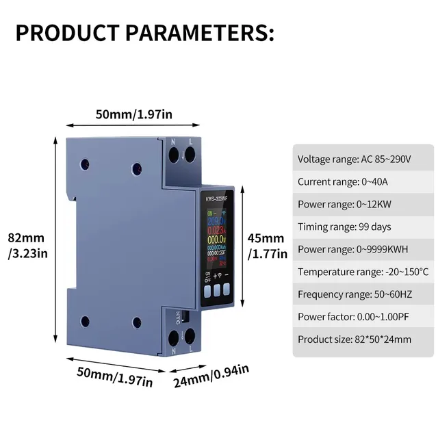 Contatore Energia Elettrica WiFi 40A - Monitoraggio 8 Parametri Con Protezioni Integrate, Display LCD Colorato - Foto 3
