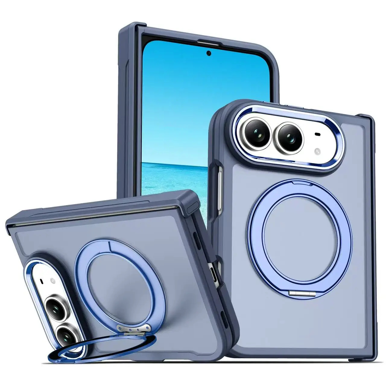 Dual Fold 360° Rotating Magnetic Phone Case with Central Shaft Integration