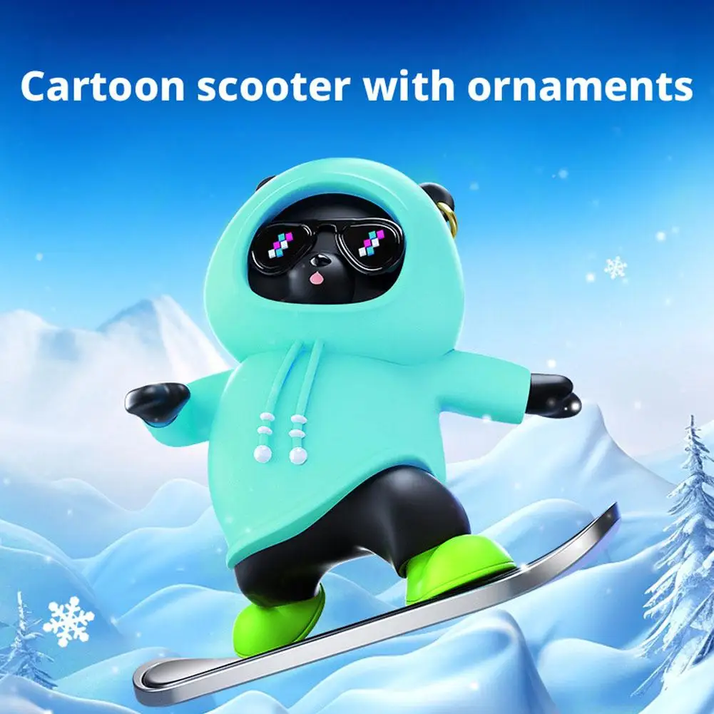 Car Decor Cute Sliding Skateboard Bear Ornaments Car Center Console Ornaments Creative Dashboard Accessories Gifts