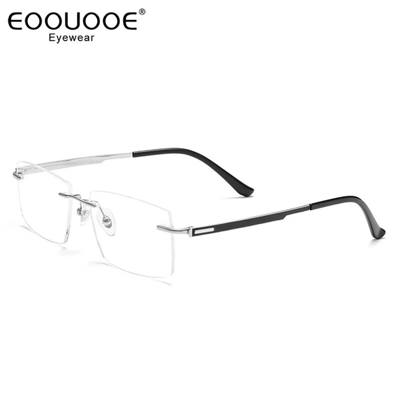 

55mm Men's Titanium Glasses Rimless Eyeglasses Frame Myopia Hyperopia Glasses 6.8g Weight Optics Prescription