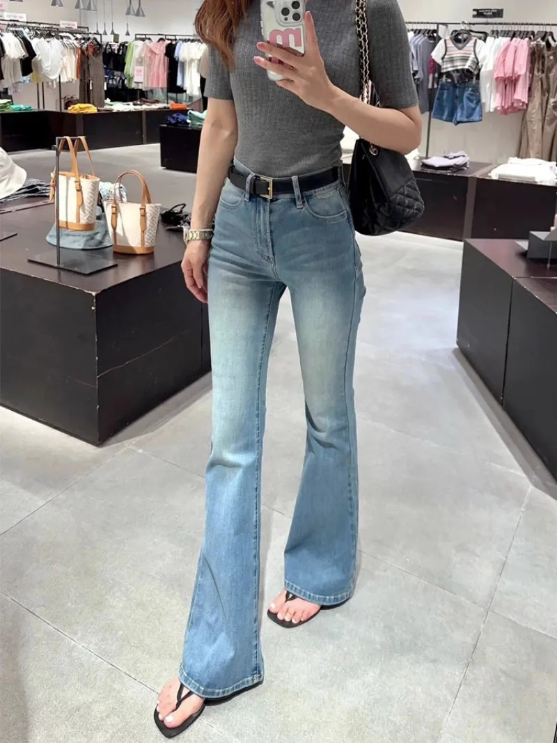 

American Style Fashionable Floor Mopping High Waisted Jeans for Women's Autumn 2024 New Straight Leg Slimming Slim Fit Pants