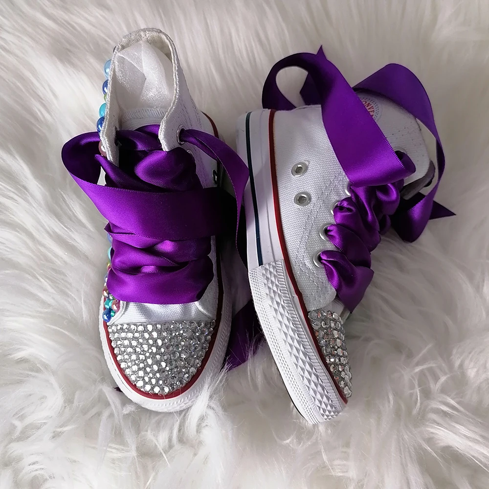 Handmade Rhinestones Bling Girls Womens Kids And Mother Candy Canvas Shoes Pearls Sneakers for Girl Birthday Party Wedding kids sneakers kids shoes