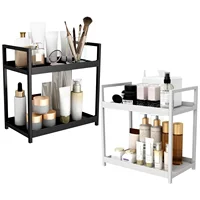 2 Tier Under Sink Organizer Sliding Cabinet Basket Organizer Storage Rack with Hooks Hanging Cup Bathroom Kitchen Organizer 1