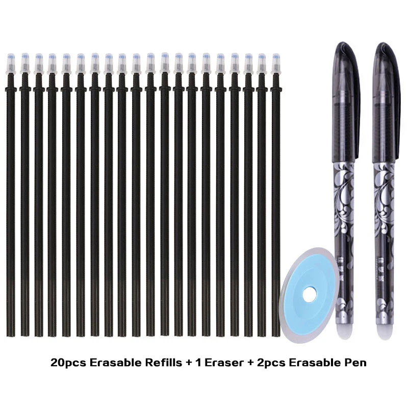 Erasable Gel Pen Set, 2pcs Erasable Pen 20 Erased Pen Refills and 1 Eraser