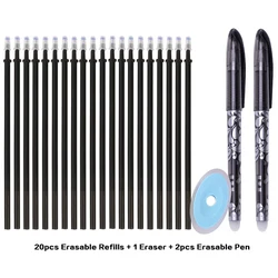 Erasable Gel Pen Set with Refills and Eraser - 2 Pens, 20 Refills (Black Ink Set)